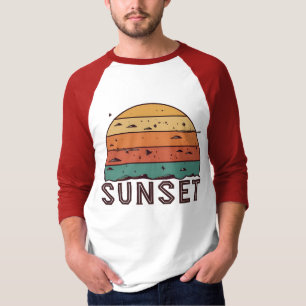 Retro-Sonnenuntergang-Horizont-Grafik-T-Shirt T-Shirt