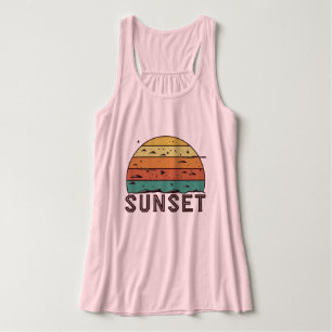 Retro-Sonnenuntergang-Horizont-Grafik-T-Shirt Tank Top