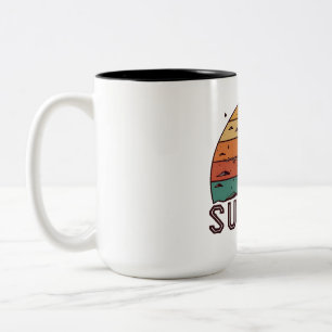 Retro-Sonnenuntergang-Horizont-Grafik-Tasse Zweifarbige Tasse