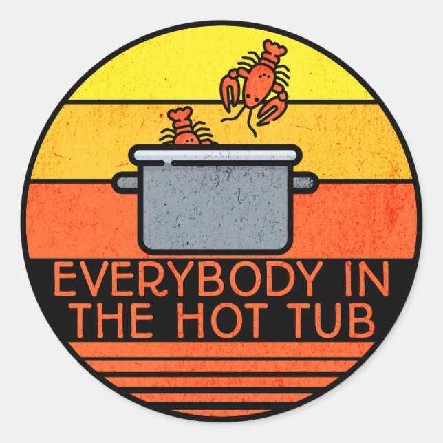 Retro Sonnenuntergang Hummer Pot, Hot Tube Runder Aufkleber (Vorderseite)