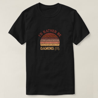 Retro-Sonnenuntergang Ich wäre lieber am Gamen T-Shirt