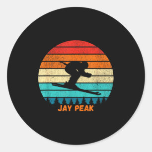 Retro-Sonnenuntergang Jay Peak Vermont Skifahren S Runder Aufkleber