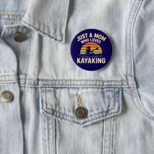 Retro-Sonnenuntergang-Kajakfahren-Mama - Vintage-O Button