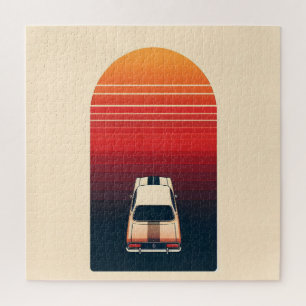 Retro Sonnenuntergang Minimalistischer Oldtimer Ro