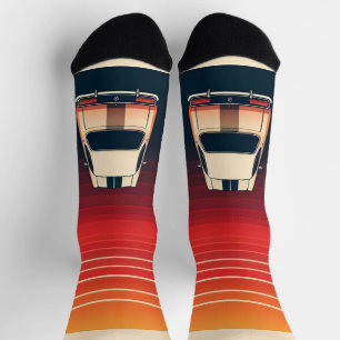 Retro-Sonnenuntergang Minimalistischer Vintage-Aut Socken