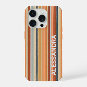 Retro-Sonnenuntergang-Monogramm-Streifen-Linien-Bo iPhone 15 Pro Hülle