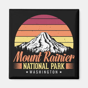 Retro-Sonnenuntergang Mount Rainier Washington Ill Magnet