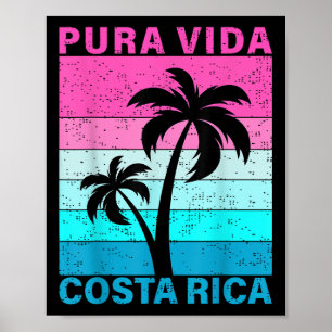Retro Sonnenuntergang Palme Costa Rica Urlaub Pura Poster