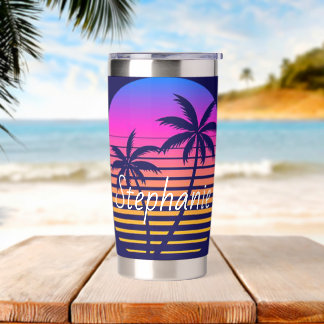 Retro-Sonnenuntergang Personalisiert Thermobecher