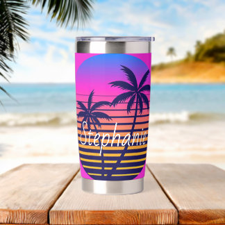 Retro Sonnenuntergang Personalisiert Thermobecher