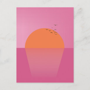 Retro Sonnenuntergang Postkarte