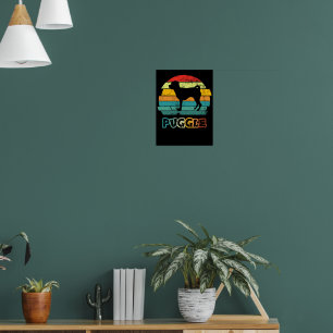 Retro Sonnenuntergang Puggle Poster