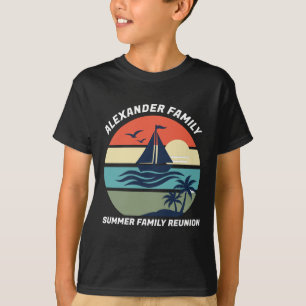 Retro-Sonnenuntergang-Segelboot-Abzeichen-Kinder-T T-Shirt