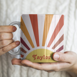 Retro-Sonnenuntergang-Sonnenstrahlen Personalisier Kaffeetasse
