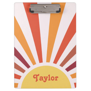 Retro-Sonnenuntergang Sonnenstrahlen Personalisier Klemmbrett