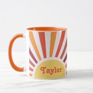 Retro-Sonnenuntergang-Sonnenstrahlen Personalisier Tasse