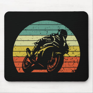 Retro-Sonnenuntergang-Sportbike Mousepad