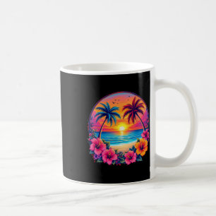 Retro-Sonnenuntergang Strand Tropisches Florales S Kaffeetasse