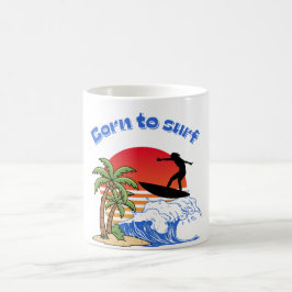 Retro-Sonnenuntergang-Surfer, geboren um zu surfen Kaffeetasse