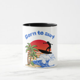 Retro-Sonnenuntergang-Surfer, geboren um zu surfen Tasse