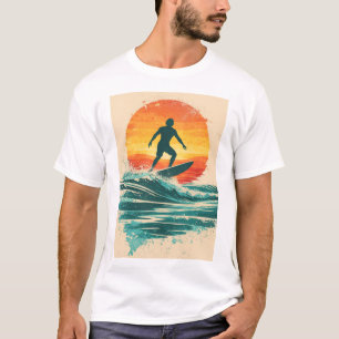Retro-Sonnenuntergang-Surfer – Vintage-Surf-Art-T- T-Shirt