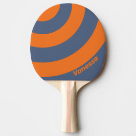Retro-Sonnenuntergang-Uferlinie Dreifacher Kreisst Tischtennis Schläger