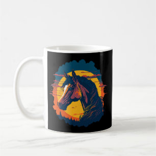 Retro-Sonnenuntergang und Pferdekopf Kaffeetasse