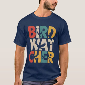 Retro Sonnenuntergang Vogelbeobachtung Vogelbeobac T-Shirt