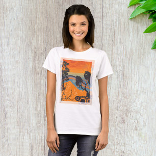 Retro-Sonnenuntergang-Waldlandschaft-Abstrakt T-Shirt