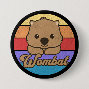 Retro-Sonnenuntergang-Wombat Button