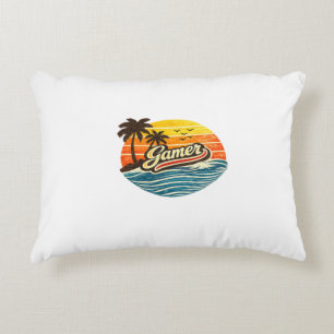 Retro-Sonnenuntergangs-Design für Gamer Dekokissen