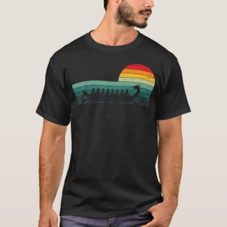 Retro-Sonnenuntergangs-Drachenboot T-Shirt