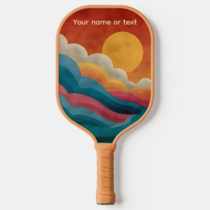 Retro-Sonnenuntergangs-Gebirgslandschaft Benutzerd Pickleball Schläger