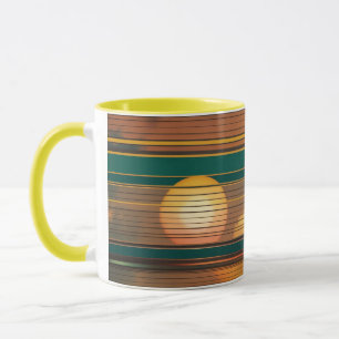 Retro-Sonnenuntergangs-Linien-Ästhetik-Kombi-Kaffe Tasse