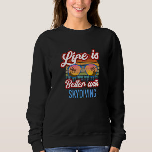 Retro-Sonnenuntergangs-Slogan mit Fallschirmspring Sweatshirt