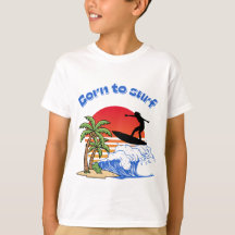 Retro-Sonnenuntergangs-Surfer, geboren um zu surfe