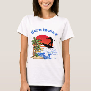 Retro-Sonnenuntergangs-Surfer, geboren um zu surfe T-Shirt