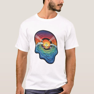 Retro-Sonnenuntergangs-Welle-Vinyl-Ästhetik T-Shirt