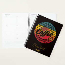 Retro-Sonnenuntergangskaffee personalisiert, indiv Planer