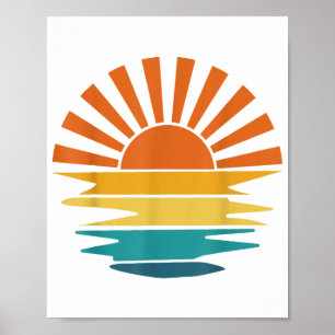 Retro-Sonnenuntergangsstrahlen Wellige Vintage-Ret Poster