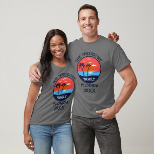 Retro-Sonnenuntergangsstrand Personalisierter Fa T-Shirt