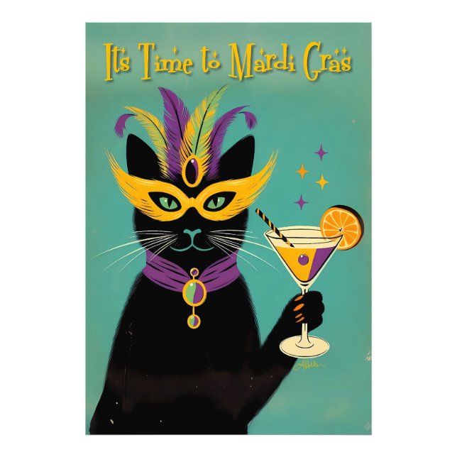 Retro Sophisticats Its Time to Mardi Gras Martini Fotodruck (Vorne)