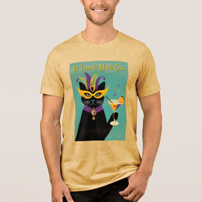 Retro Sophisticats Its Time to Mardi Gras Martini Tri-Blend Shirt (Vorderseite)