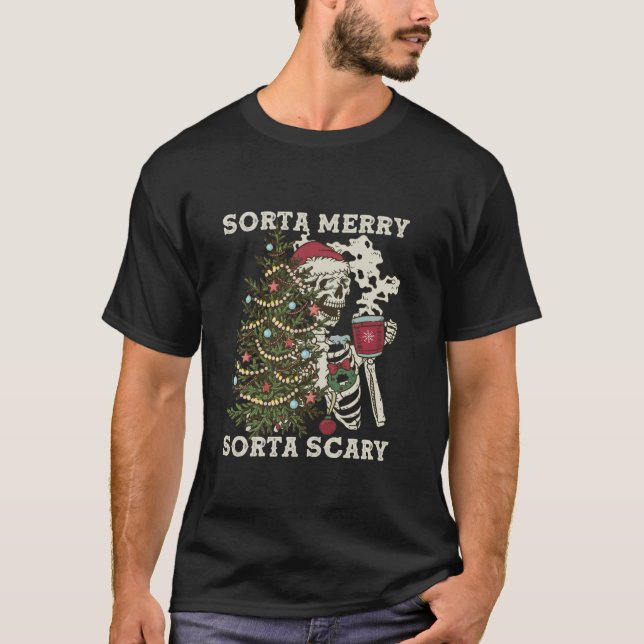 Retro Sorta Merry Sorta Beängstigend Weihnachten S T-Shirt (Vorderseite)