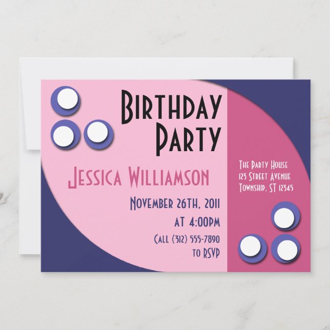 Retro Soul Blue & Pink Invitations d'anniversaire (Devant)