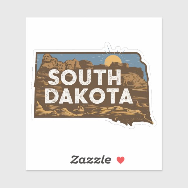 Retro South Dakota Staat Autoaufkleber Aufkleber (Blatt)
