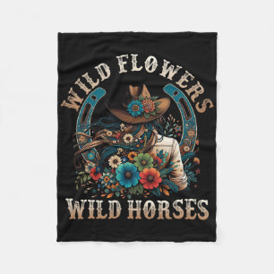 Retro Southern Sunset Cowgirl Wilde Blume - Wild Fleecedecke