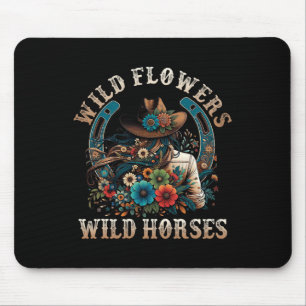Retro Southern Sunset Cowgirl Wilde Blume - Wild Mousepad