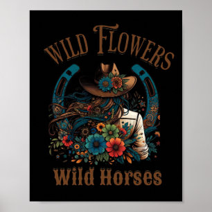 Retro Southern Sunset Cowgirl Wilde Blume - Wild Poster