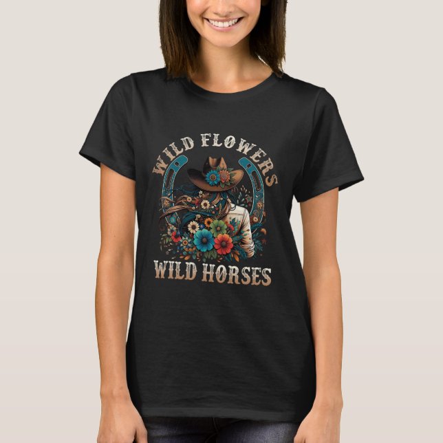 Retro Southern Sunset Cowgirl Wilde Blume - Wild T-Shirt (Vorderseite)